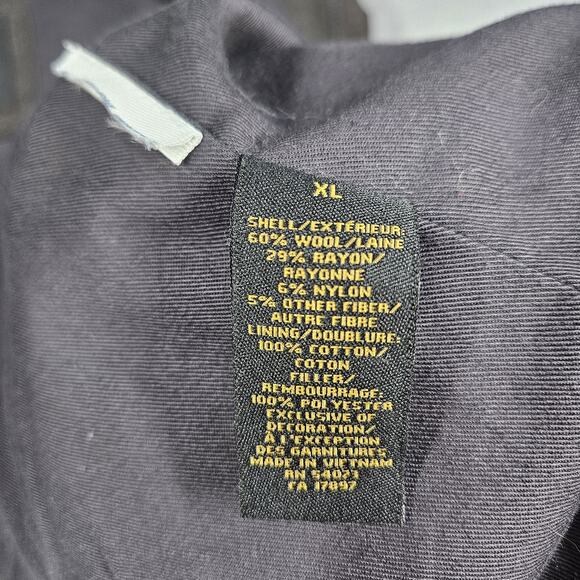 Y2K Old Navy Puffer Vest Mens XL Wool Blend Dark Brown Zip Snap Outdoor Prep - Picture 6 of 11